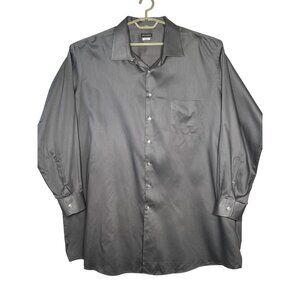Van Heusen Men's 20 (35-36) Tall Fit Stretch Gray Dress Shirt Oeko-Tex LS Collar